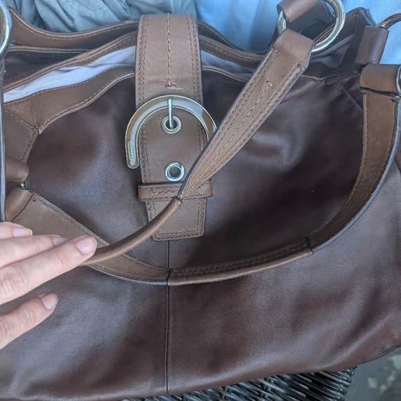 COACH Leather Lynn Soho Purse Hobo Shoulder Bag F 17092 Brown leather - Picture 11 of 16